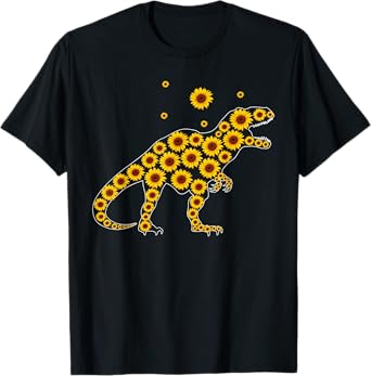Sunshine Dinosaurs T-rex Sunflower Rex Sun Flower dinosaur T-Shirt