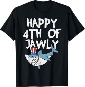 Happy 4th Of Jawly Shark Animal 4th Of July USA Patriot Boy T-Shirt