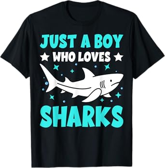 Just A Boy Who Loves Sharks Cute Sharks Lover Kids Gifts T-Shirt