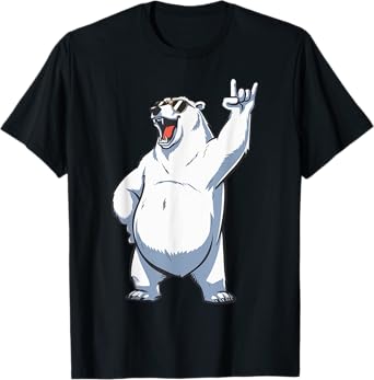 Rocking Polar Bear Sunglasses Rock And Roll Music Bear Lover T-Shirt