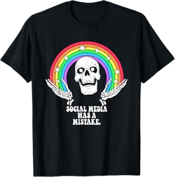 Social Media Was A Mistake Skeleton Design T-Shirt