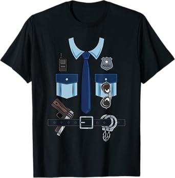 Halloween Policeman Costume Police Officer Cop Uniform Funny T-Shirt