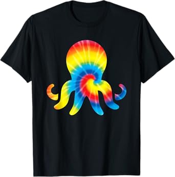 Tie Dye Octopus Rainbow Print Mollusc Hippie Peace Gift T-Shirt