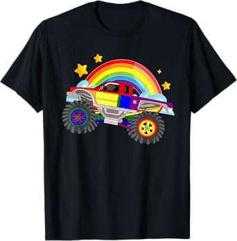 Monster Truck Rainbow Flag LGBT-Q Car Gay Pride Ally T-Shirt