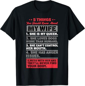 5 Things You Should Know About My Wife Husband Giftidea T-Shirt