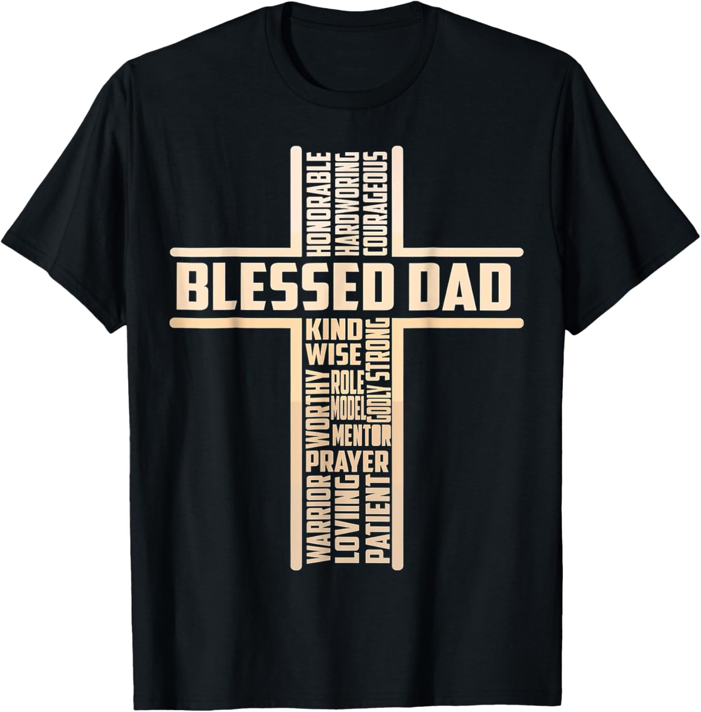 Blessed Dad Fathers Day Cross Christian Papa Pop Husband T-Shirt