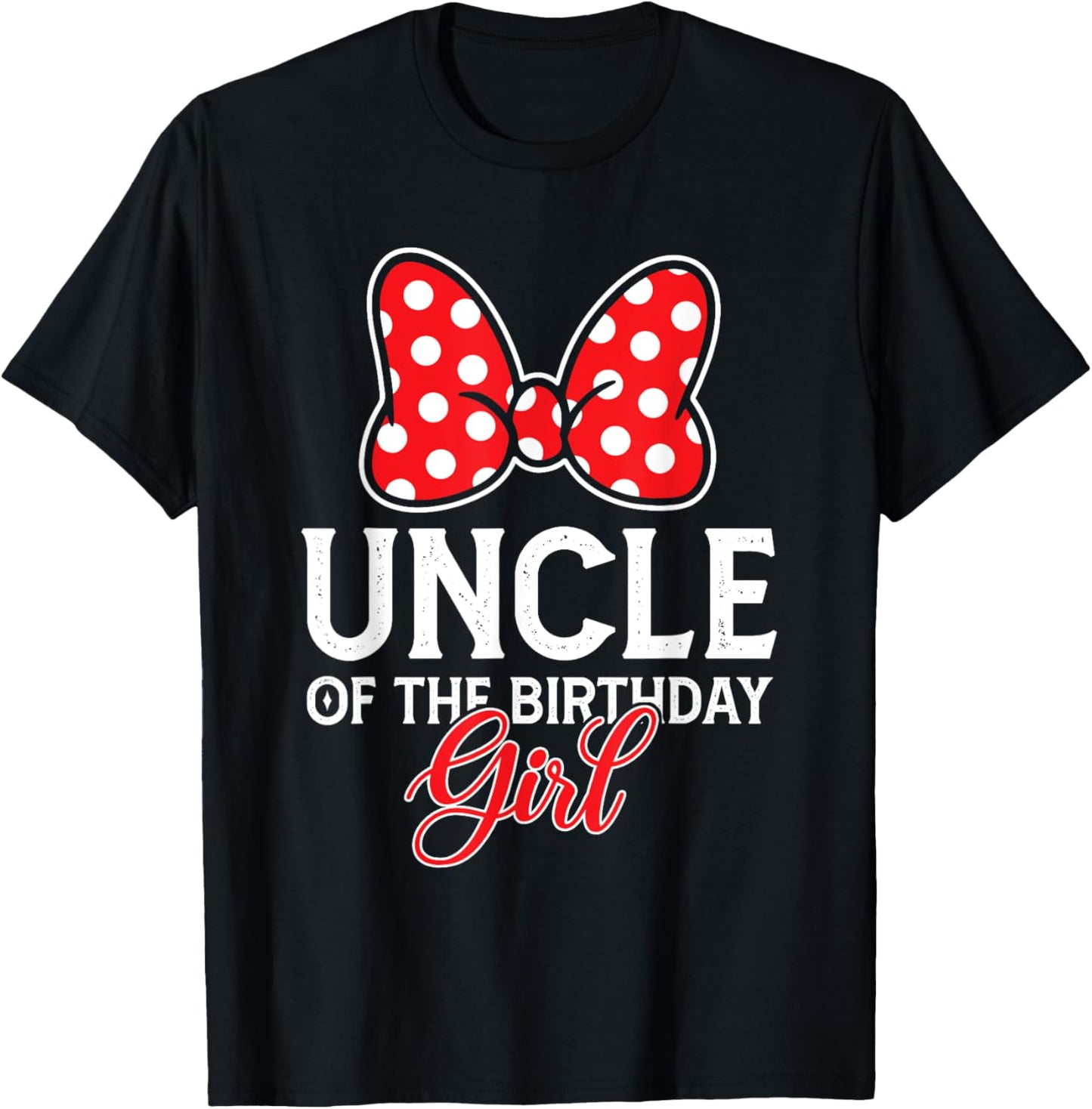 Uncle Of The Birthday Girl Cute Pink Bow Family Matching T-Shirt