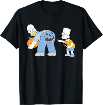 The Simpsons Halloween Bart and Homer Jack-Oโ-Lantern Butt T-Shirt