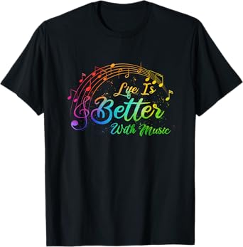 Life Is Better With Music Notes Teen Girl Women Musician T-Shirt