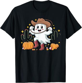 Funny Cowboy Halloween Ghost Western Fall for spooky season T-Shirt