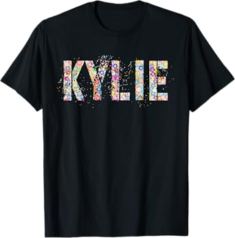 First Name KYLIE Flowery Girl Custom Flowers Birthday T-Shirt