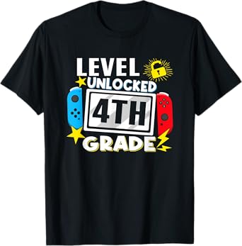 First Day Of 4th Grade Level Unlocked Game Back To School T-Shirt