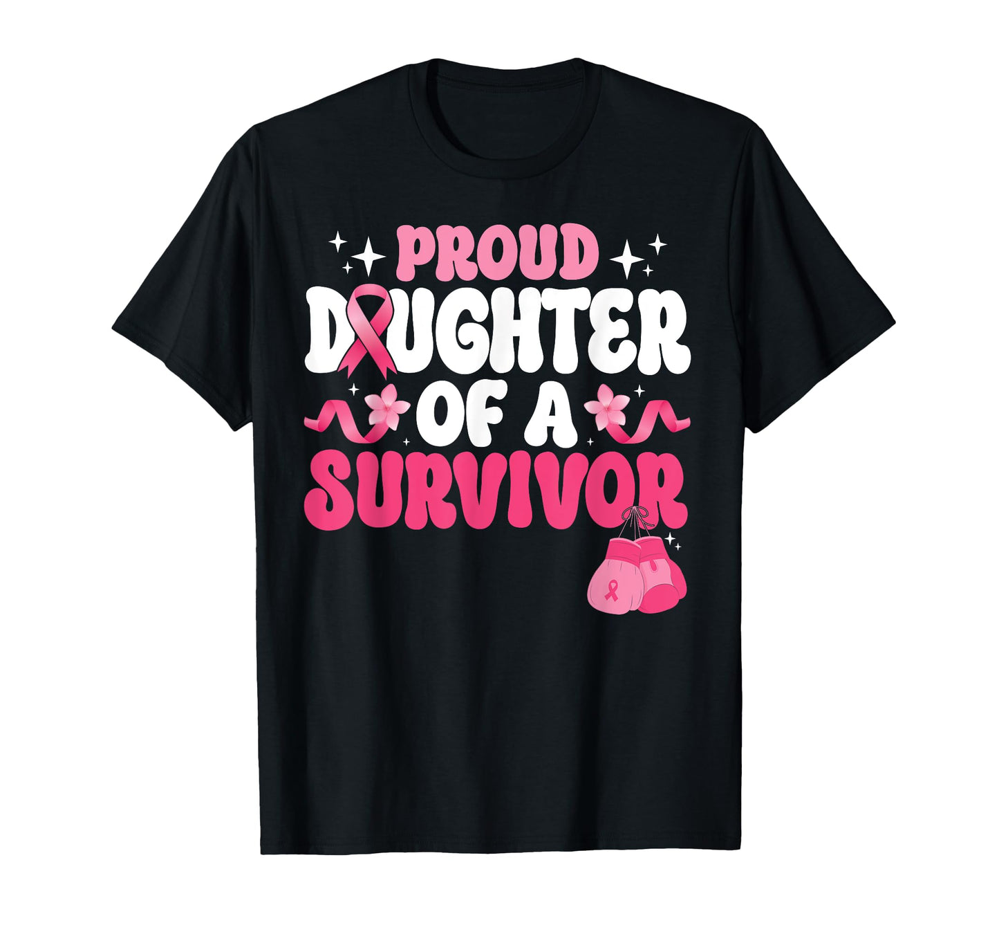 Groovy Proud Daughter Of Survivor Breast Cancer Awareness T-Shirt