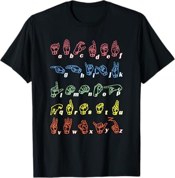 Sign Language T-Shirt ASL Teacher Hand Alphabet Learning Tee T-Shirt