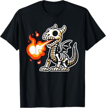 Retro Spooky Dragon Skeleton X-Ray Boys Kids T-Shirt