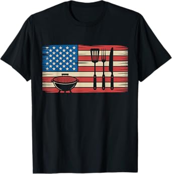 Patriotic 4th Of July USA Flag BBQ Grilling Men Women Kids T-Shirt