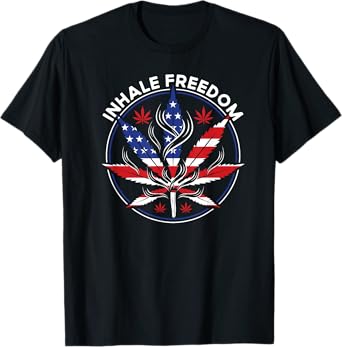 Inhale Freedom Weed Smoker Stoner Fourth of July 4th Party T-Shirt for Women Men