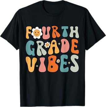 Fourth Grade Vibes, 4th Grade Team Retro 1st Day of School T-Shirt