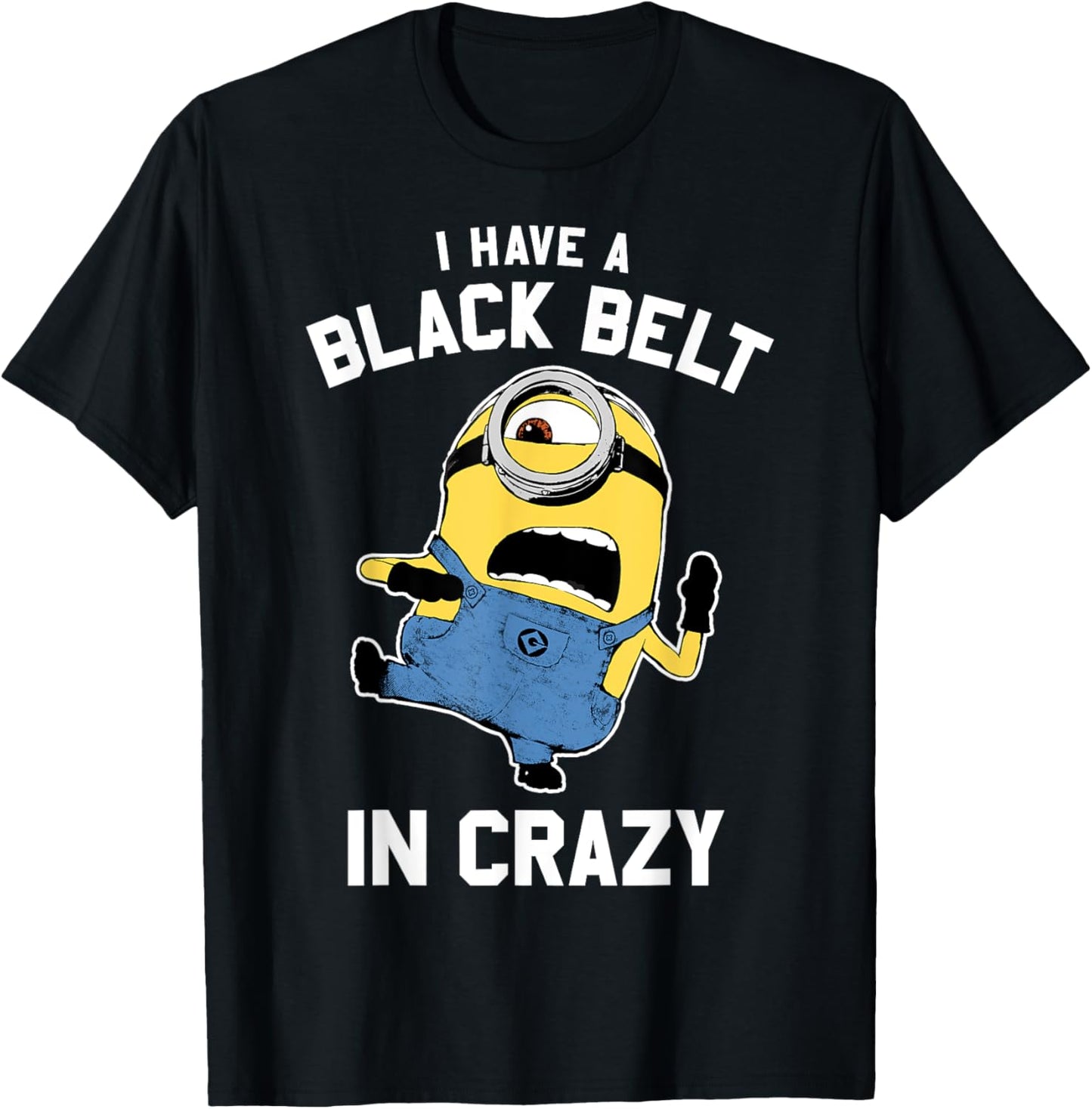 Despicable Me Minions Black Belt In Crazy Graphic T-Shirt T-Shirt