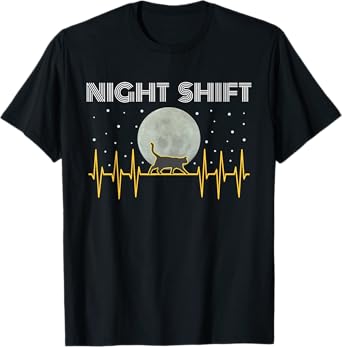 Funny Nurses Gifts Night Shift Nurse Cool Full Moon EKG Cat T-Shirt for Men Women Kids