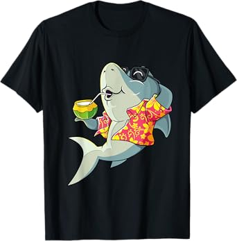 Hawaiian Shark Summer Tropical Luau Party Men Boys Kids T-Shirt