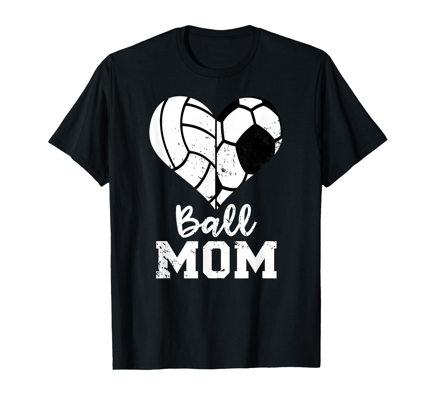 Ball Mom Heart Funny Soccer Volleyball Mom T-Shirt
