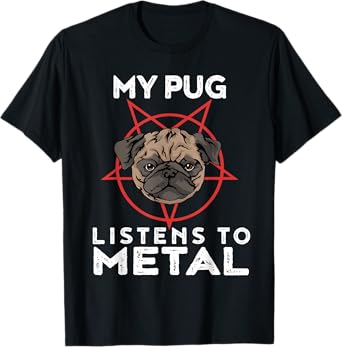 Metal Pug T-Shirt Funny Goth And Heavy Metal Animal Shirt T-Shirt