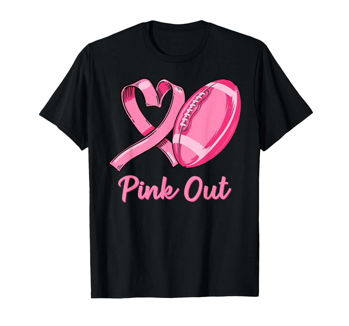 Pink Out Breast Cancer Awareness Bleached Football Mom Girls T-Shirt