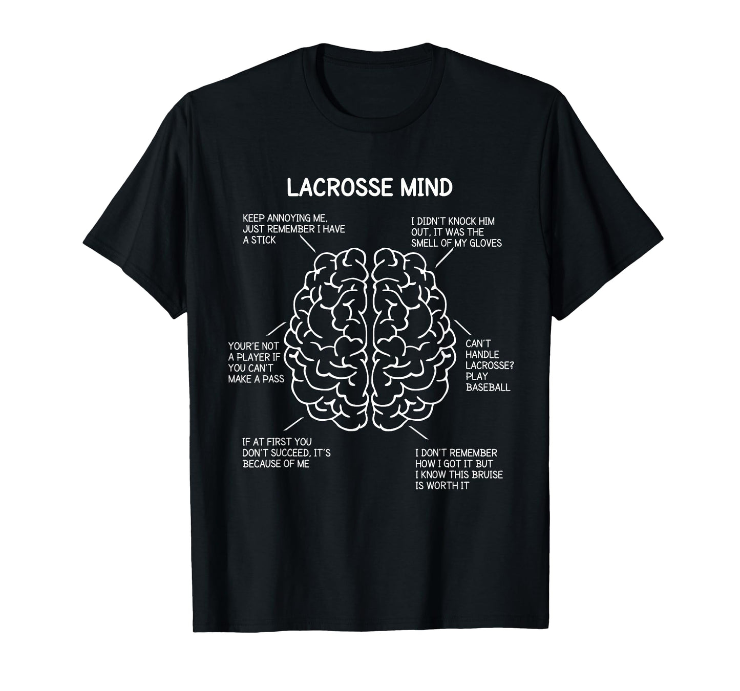 Lacrosse Player Think Sayings Brain Funny Christmas Gift T-Shirt