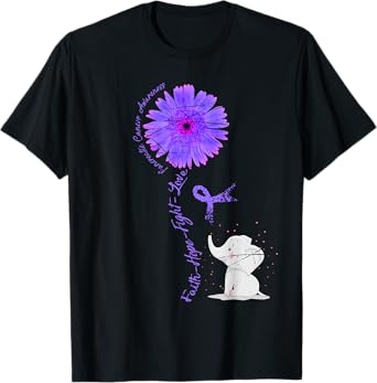 Cancer Fight Support Purple Ribbon Gift Pancreatic Cancer T-Shirt
