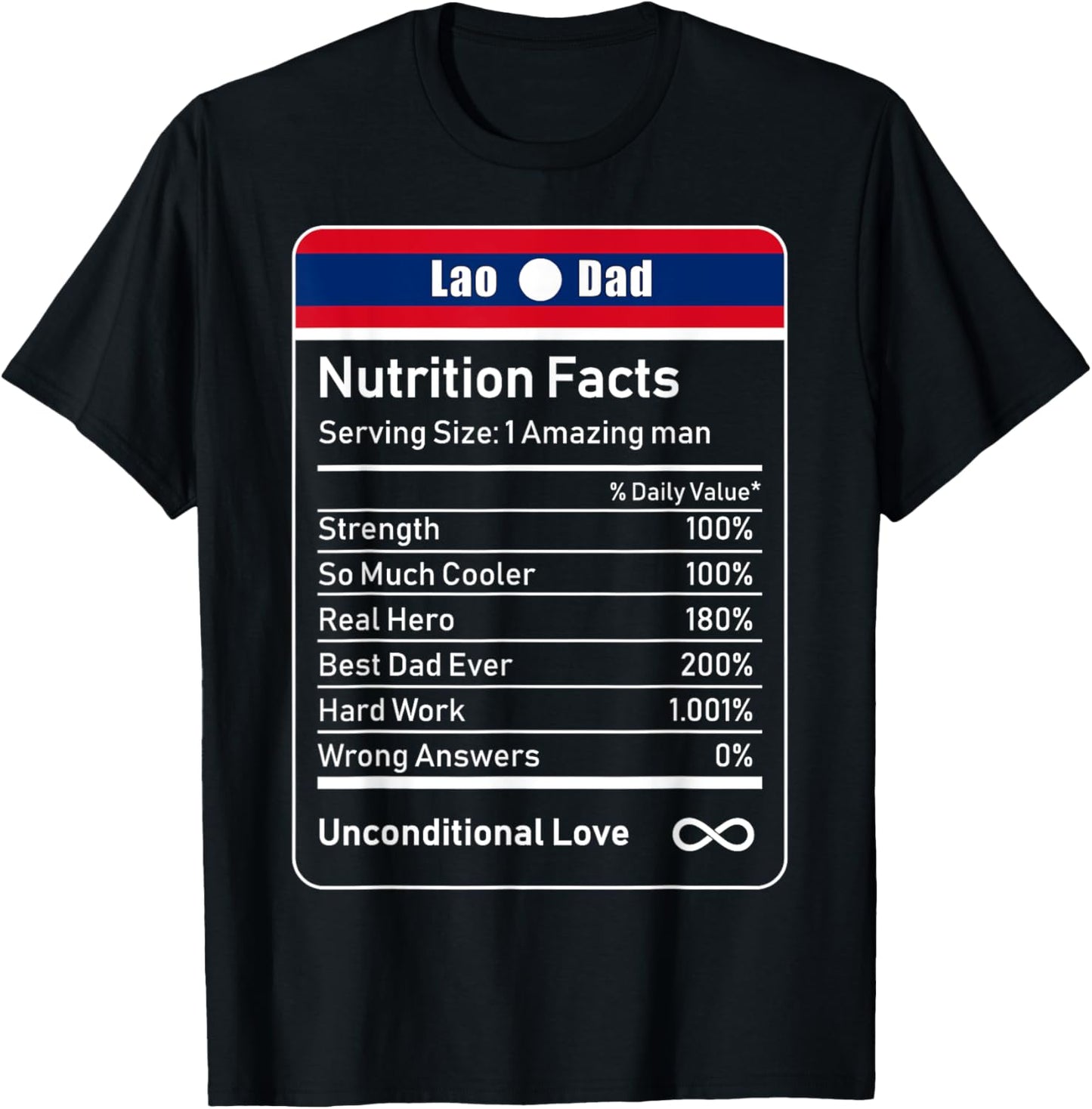 Lao Dad Nutrition Facts Father's Day T-Shirt