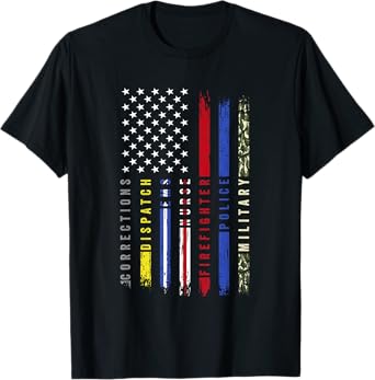 First Responder Hero Flag Nurse EMS Police Fire Brigade Military T-Shirt