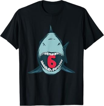 Megalodon Shark 6th Birthday 6 Years Megalodon Birthday T-Shirt