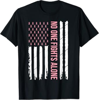 Breast Cancer Awareness Pink Ribbon USA American Flag Men T-Shirt
