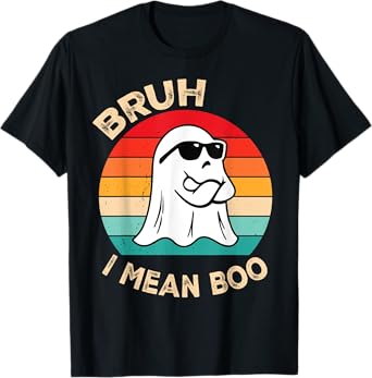 Bruh I Mean Boo Toddler Boys Kids Ghost Halloween Costume T-Shirt