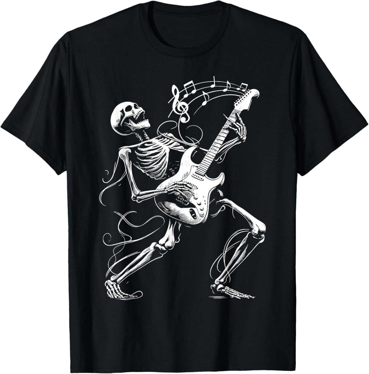 Skeleton Playing Guitar Music Gifts For Men Women Rock Band T-Shirt