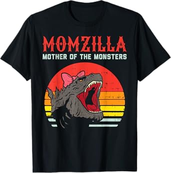Momzilla Mother Of Monsters Ribbon Retro Mama Step Mom Gift T-Shirt