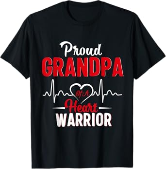 Proud Grandpa of a Heart Warrior CHD Awareness shirt gift T-Shirt