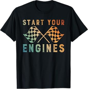 Start Your Engines Checkered Flag T-Shirt