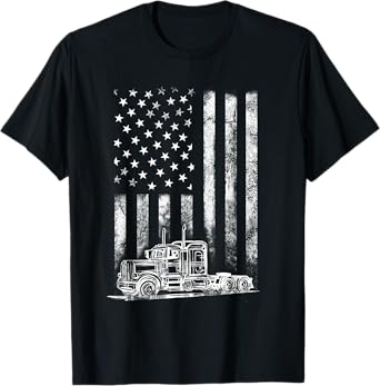 Truck Driver American Flag Trucker Vintage Men Women Gift T-Shirt