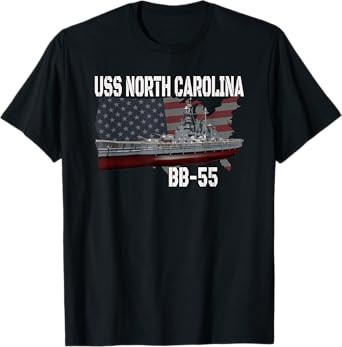 WW2 American Battleship USS North Carolina BB-55 Warships T-Shirt