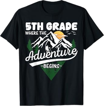 5th Grade Adventure Begins First Day Of School Teacher Kids T-Shirt