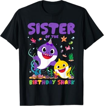 Funny Sister Of The Birthday Family Shark Birthday Boy Girl T-Shirt