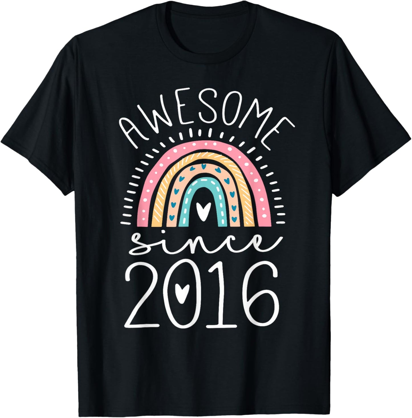 Awesome Since 2016 9th Birthday Rainbow Gifts Born In 2016 T-Shirt