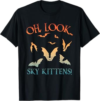 Funny Bat Art For Men Women Kids Sky Kitten Bat Lovers T-Shirt