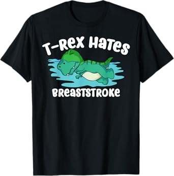 Funny T-Rex Gift Men Women Cool Dino Swimming Breaststroke T-Shirt