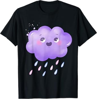 Funny Purple Clouds Rain Drop Boy Girl Kids T-Shirt
