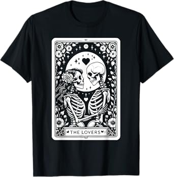 The Lovers Tarot Cards Skeleton Men Women Tarot Card T-Shirt