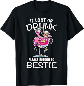 If lost or drunk please return to my bestie Couple Flamingo T-Shirt