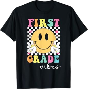 First Grade Vibes Shirt Girls Kids Team 1st Grade Teacher T-Shirt
